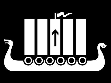 Scandinavian Viking design. Warship of the Vikingsのイラスト素材
