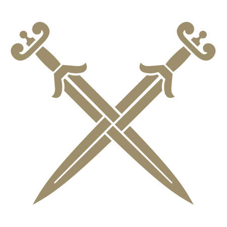 Old Norse, Viking design. Two crossed battle Viking swordsのイラスト素材