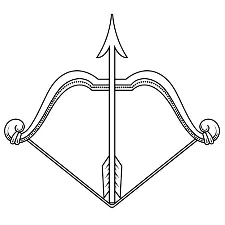 Design in Old Norse style. Bow and arrow in vintage retro styleのイラスト素材