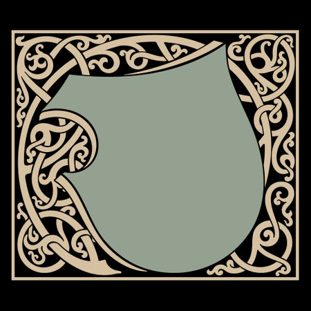 Medieval style design. Knights tournament shield and frame with a medieval Celtic patternのイラスト素材