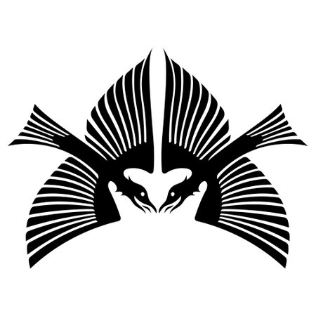 Scandinavian Viking design. Two black crows drawn in Old Norse Celtic styleのイラスト素材