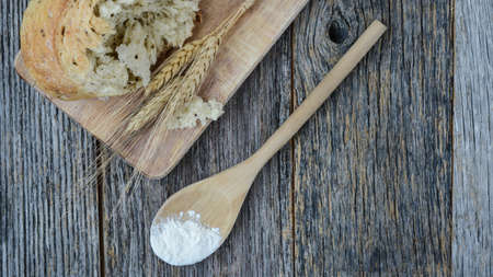 Pepper Bread on Rustic Wooden backgroundの写真素材