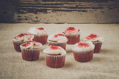 Cupcakes with rustic backgoundの写真素材