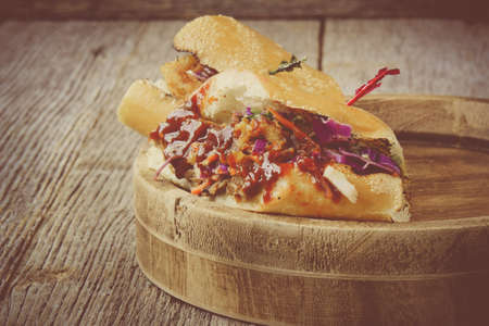 Pulled Pork Sandwich with BBQ Sauceの写真素材