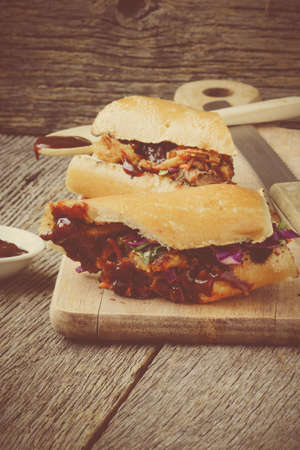 Pulled Pork Sandwich with BBQ Sauceの写真素材