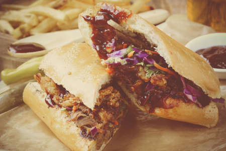 Pulled Pork Sandwich with BBQ Sauceの写真素材