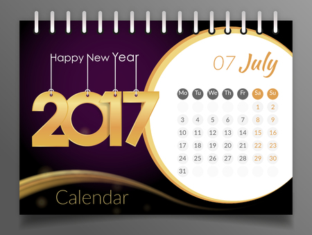 July 2017. Calendar 2017のイラスト素材