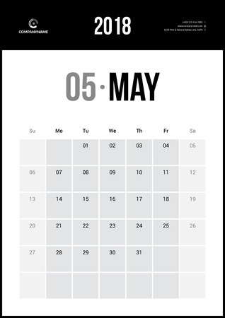 MAY 2018. Minimalist Wall Calendarのイラスト素材