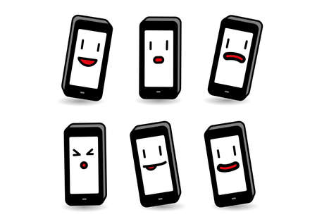 Six smart phone character expressionsのイラスト素材