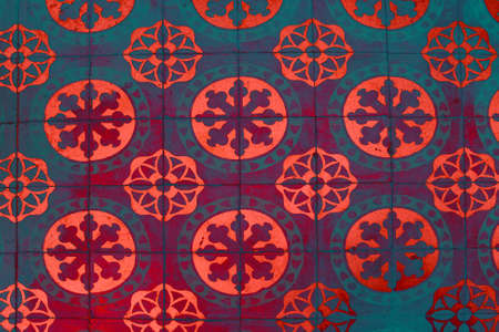 colorful pattern glazed tile wall texture background 