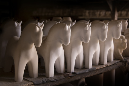 horse sculpture made of plaster at factoryの写真素材
