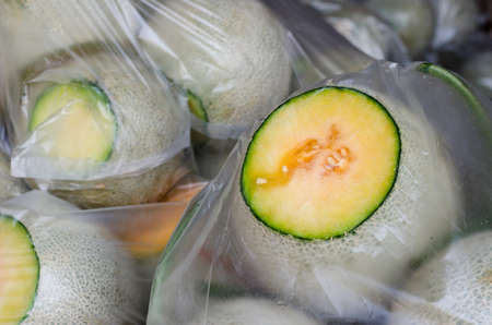 The melon in plastic bagsの写真素材