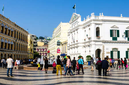 MACAU-MARCH 26   Tourists visit the Historic Centre of Macao on March 26, 2014 in Macau, China  The Historic Centre of Macao was inscribed on the UNESCO World Heritage List in 2005 のeditorial素材
