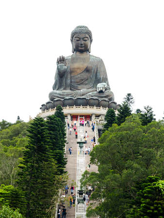 HONG KONG, MARCH 28, Tian Tan Buddha, also known as the Big Buddha, is a large bronze statue of a Buddha located at Ngong Ping, Lantau Island, in Hong Kong on 28 March 2014  one of landmark of hong kongのeditorial素材
