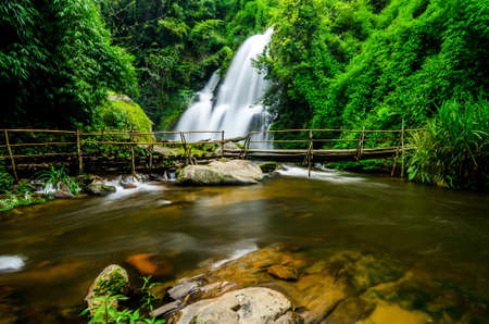 Pha Dok Xu waterfall at Doi Inthanon National park in Chiang Mai Thailandの写真素材