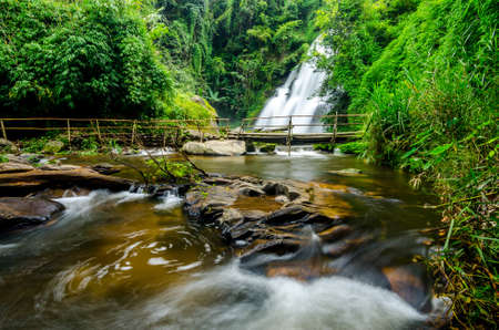Pha Dok Xu waterfall at Doi Inthanon National park in Chiang Mai Thailandの写真素材