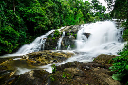 Pha Dok Xu waterfall at Doi Inthanon National park in Chiang Mai Thailandの写真素材