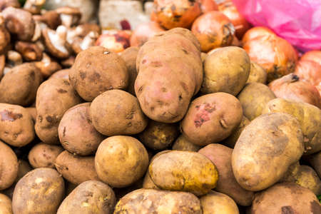 potatoes raw vegetables food in market for pattern texture and backgroundの写真素材
