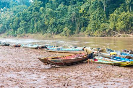 Traditional Laos Boatsの写真素材