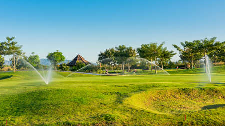 Watering in golf courseの写真素材