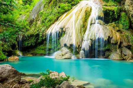 wonderful waterfall, Koe Luang Waterfall in Lamphun, Thailandの写真素材