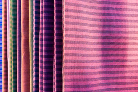 Colorful thai silk handicraftの写真素材