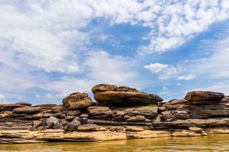 Stone at Sam-Pan-Bok Grand Canyon, Amazing of rock in Mekong riverの写真素材