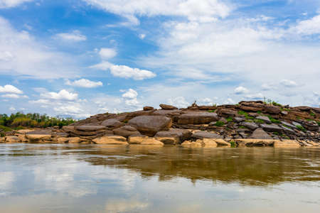 Stone at Sam-Pan-Bok Grand Canyon, Amazing of rock in Mekong riverの写真素材