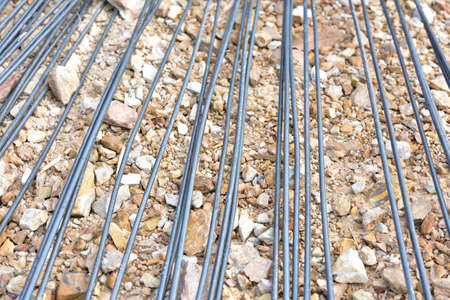 Steel rods or bars used to construction jobの写真素材