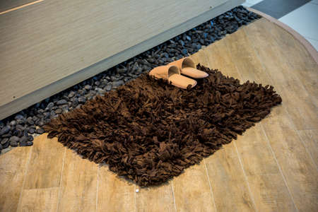 Slipper on carpetの写真素材