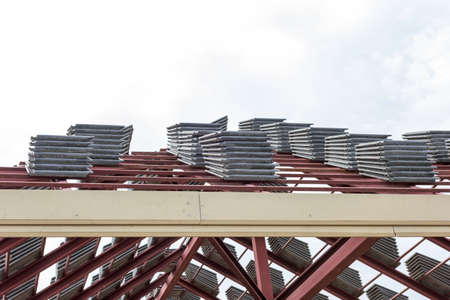 steel structure and tile for roof of a new house