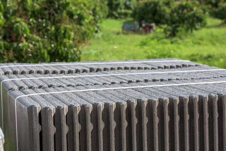 Pile of roofing tiles packagedの写真素材