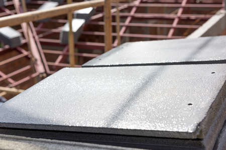 steel structure and tile for roof of a new houseの写真素材