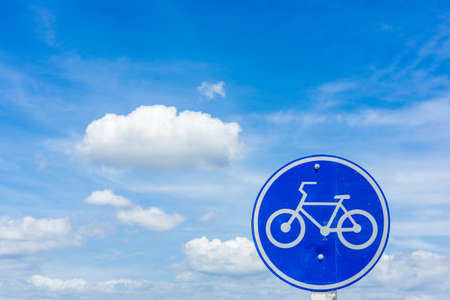Bicycle Traffic Sign with blue skyの写真素材