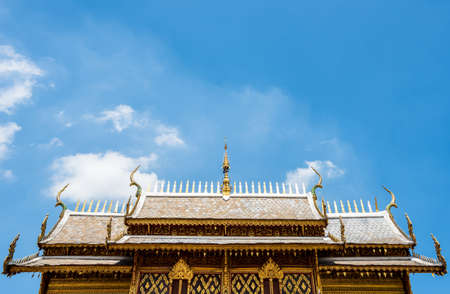 Wat Phra That Hariphunchai with blue sky in Lamphun Province, Thailand