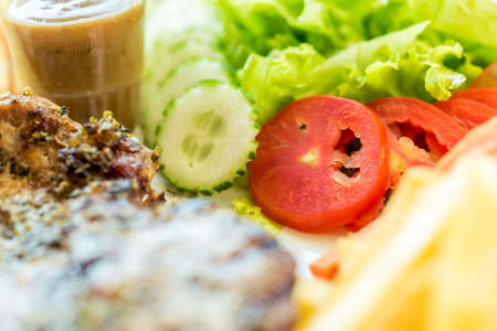 pork steak and vegetable salad