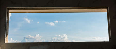 The sky is visible through the window