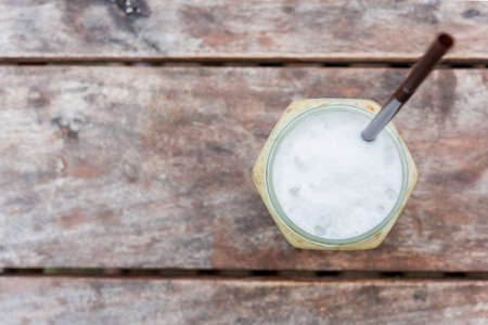 iced coffee on the table.(Iced Cappuccino)の写真素材