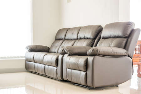 luxury gray sofa in a living roomの写真素材