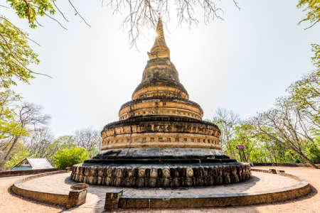 Ancient Pagoda. Wat U-mong (Tunnel temple) in Chiang mai province, Thailand.の写真素材