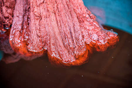 Colors for traditional dyeing yarn Made from volcanic soilの写真素材