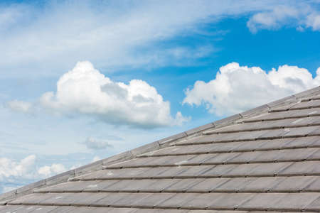 roof tiles with blue sky backgroundの写真素材