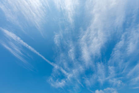 Beautiful cirrus clouds against the blue sky, Pattern of clouds in the blue sky, blue sky with cloud.の写真素材