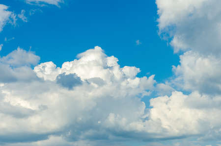 Beautiful cirrus clouds against the blue skyの写真素材