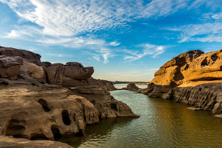 Thailand grand canyon (sam pan bok) at Ubon Ratchathani, Thailandの写真素材