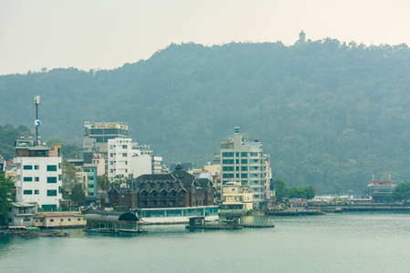A view of the famous Sun Moon Lake in Taiwanのeditorial素材