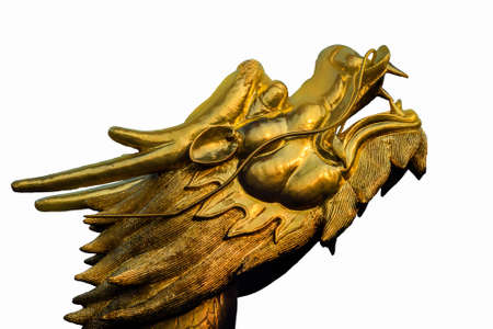 Gold head Dragon statueの写真素材