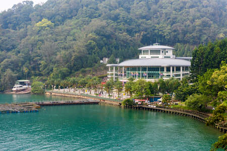 A view of the famous Sun Moon Lake in Taiwanのeditorial素材