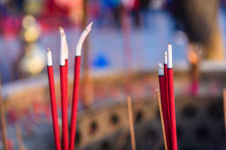 incense burner incense stick incense stick in a potの写真素材