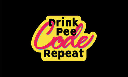 Drink Pee Code Repeat Sticker Illustration Vector Printのイラスト素材